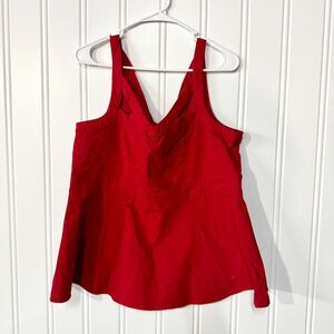 Torrid Tank Top Women Size 2 XXL Deep V Neck Sleeveless Red A Line Cotton Top